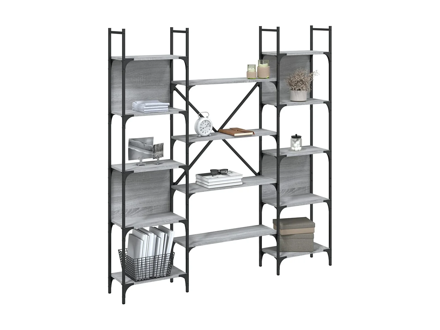 Kiki  Bibliothèque sonoma gris 155,5x24x166,5 cm bois d'ingénierie