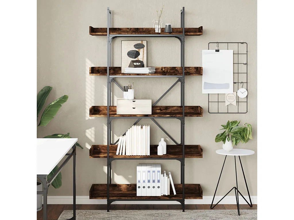 Vero Beach  Bibliothèque 5 niveaux chêne fumé 100x33x180,5 cm