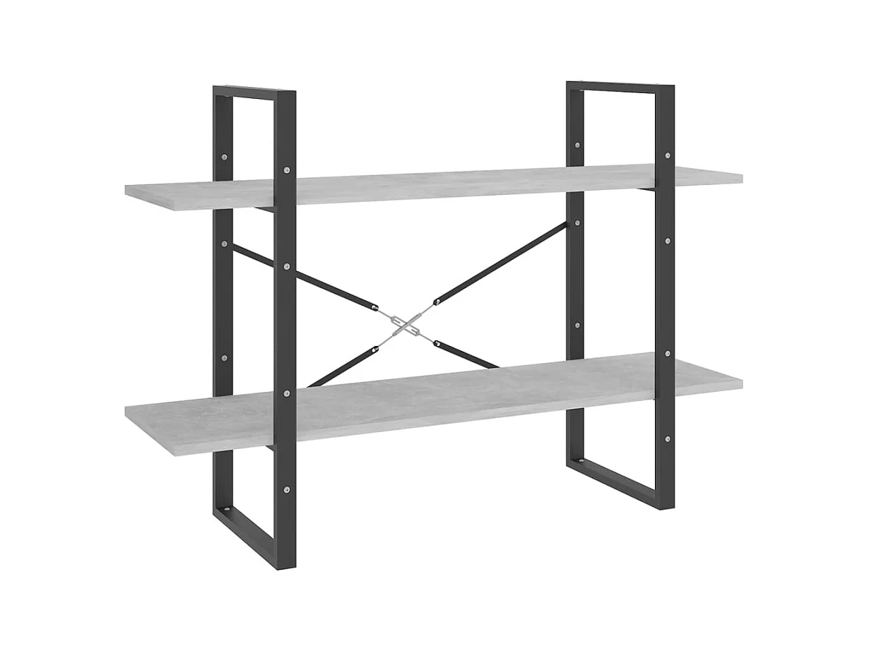 Gitana  Bibliothèque à 2 niveaux gris béton 100x30x70cm bois ingénierie