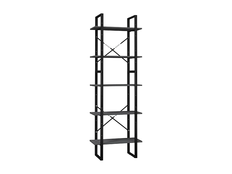 Aubagne  Bibliothèque à 5 niveaux Gris 60x30x175 cm Bois de pin