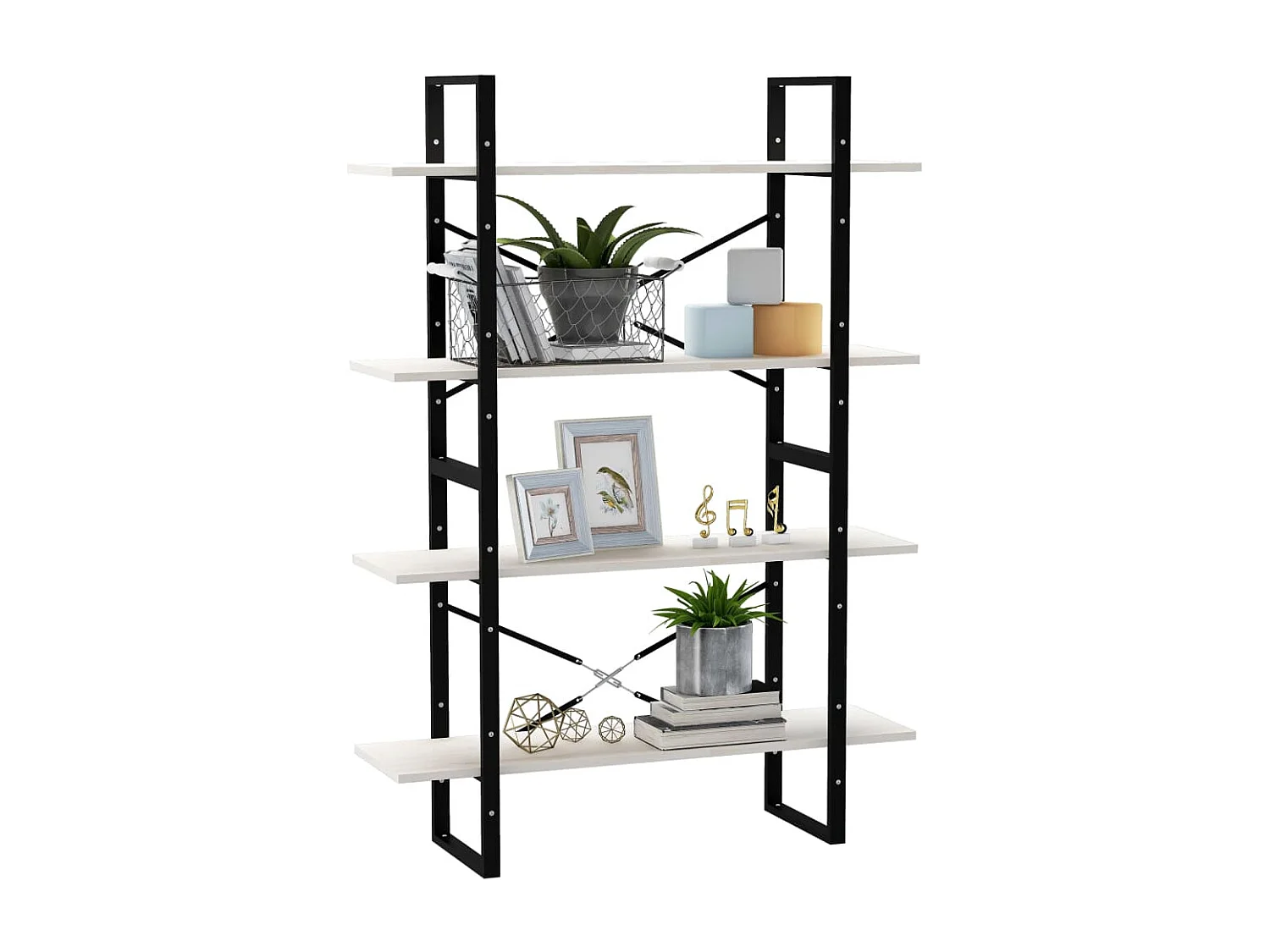 Gitana  Bibliothèque à 4 niveaux Blanc 100x30x140 cm Bois de pin massif