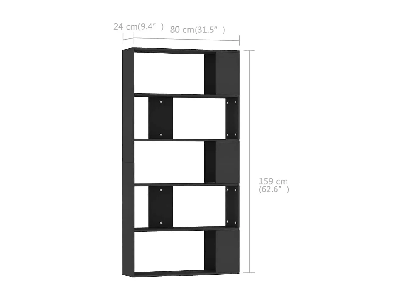 Adrik  Bibliothèque/Séparateur de pièce Noir Bois d’ingénierie
