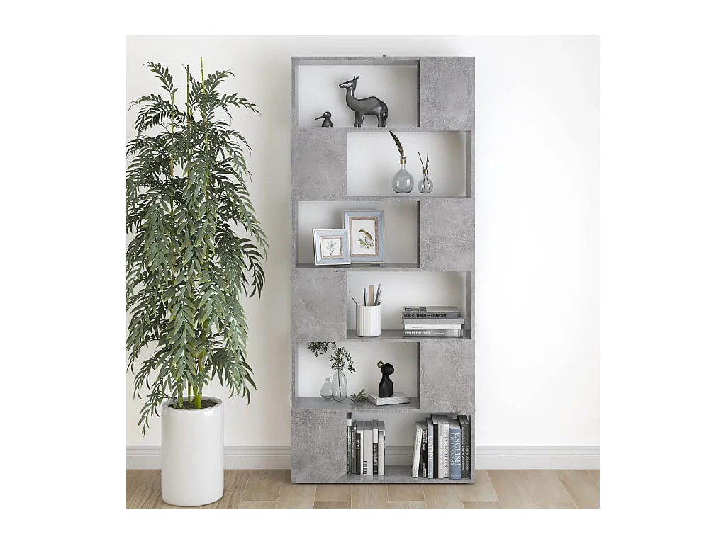 Norman  Bibliothèque/Séparateur de pièce Gris béton Bois d'ingénierie