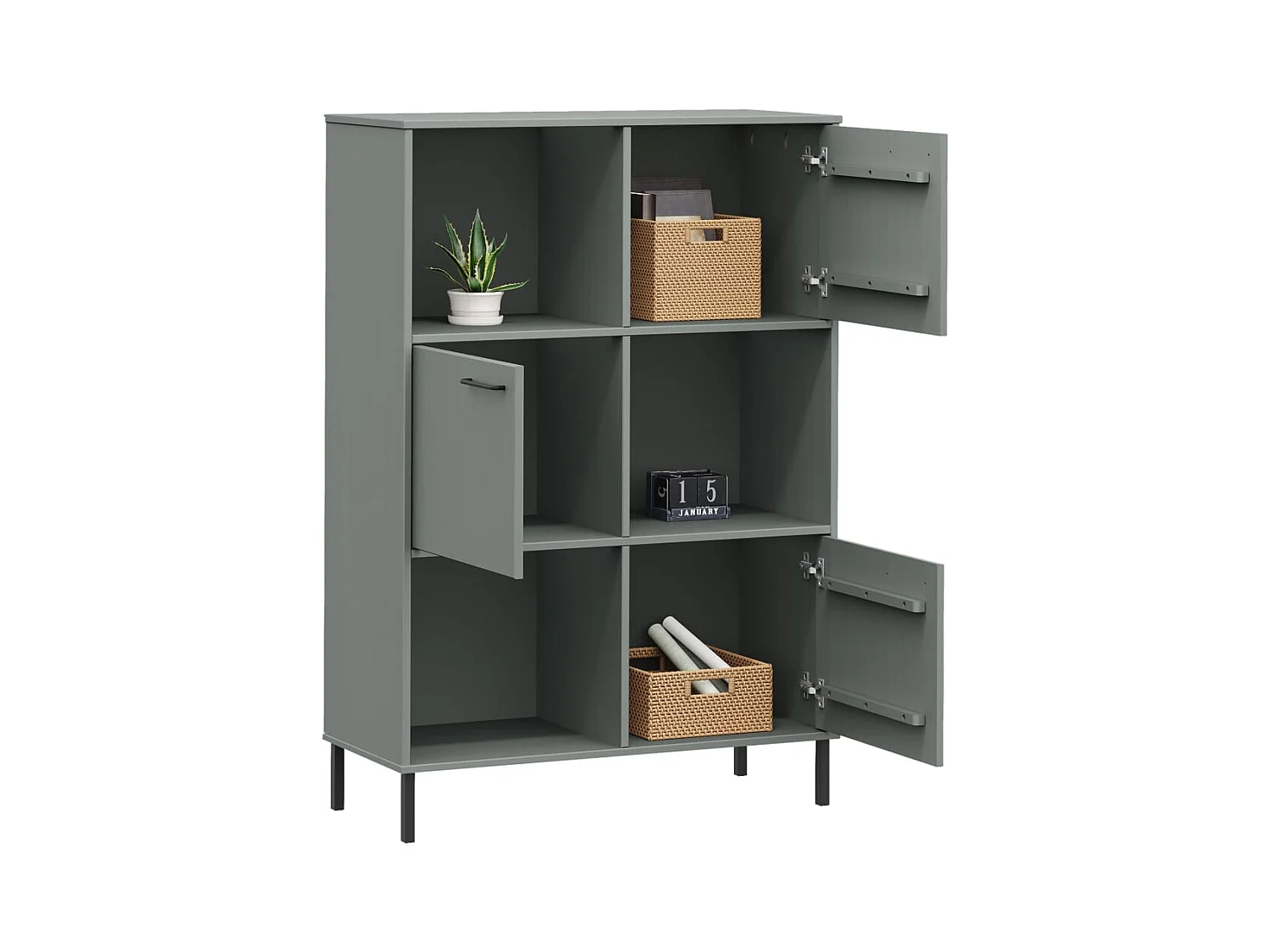 Nilvar  Bibliothèque avec pieds en métal Gris 90x35x128,5 cm Bois OSLO