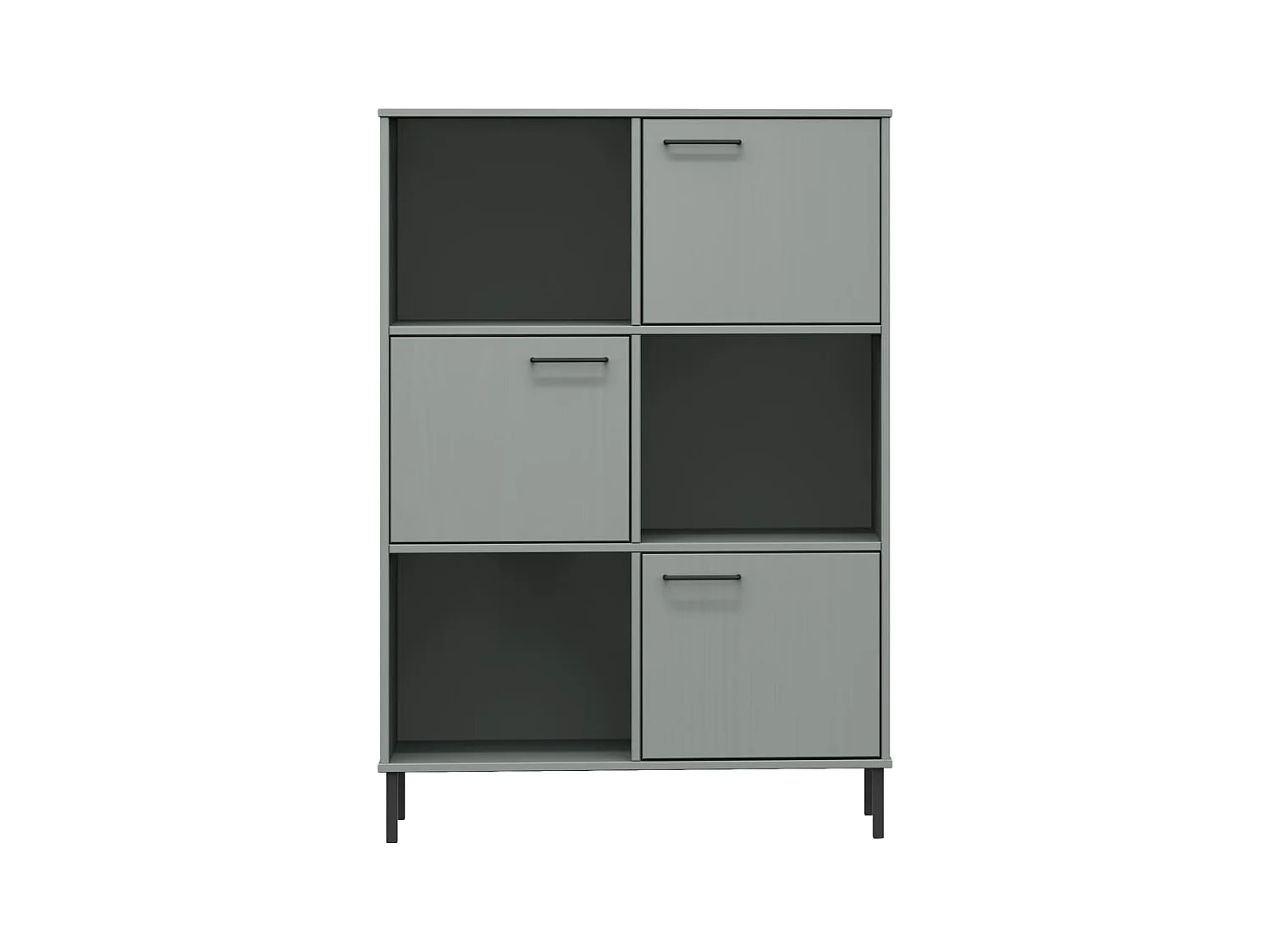 Nilvar  Bibliothèque avec pieds en métal Gris 90x35x128,5 cm Bois OSLO