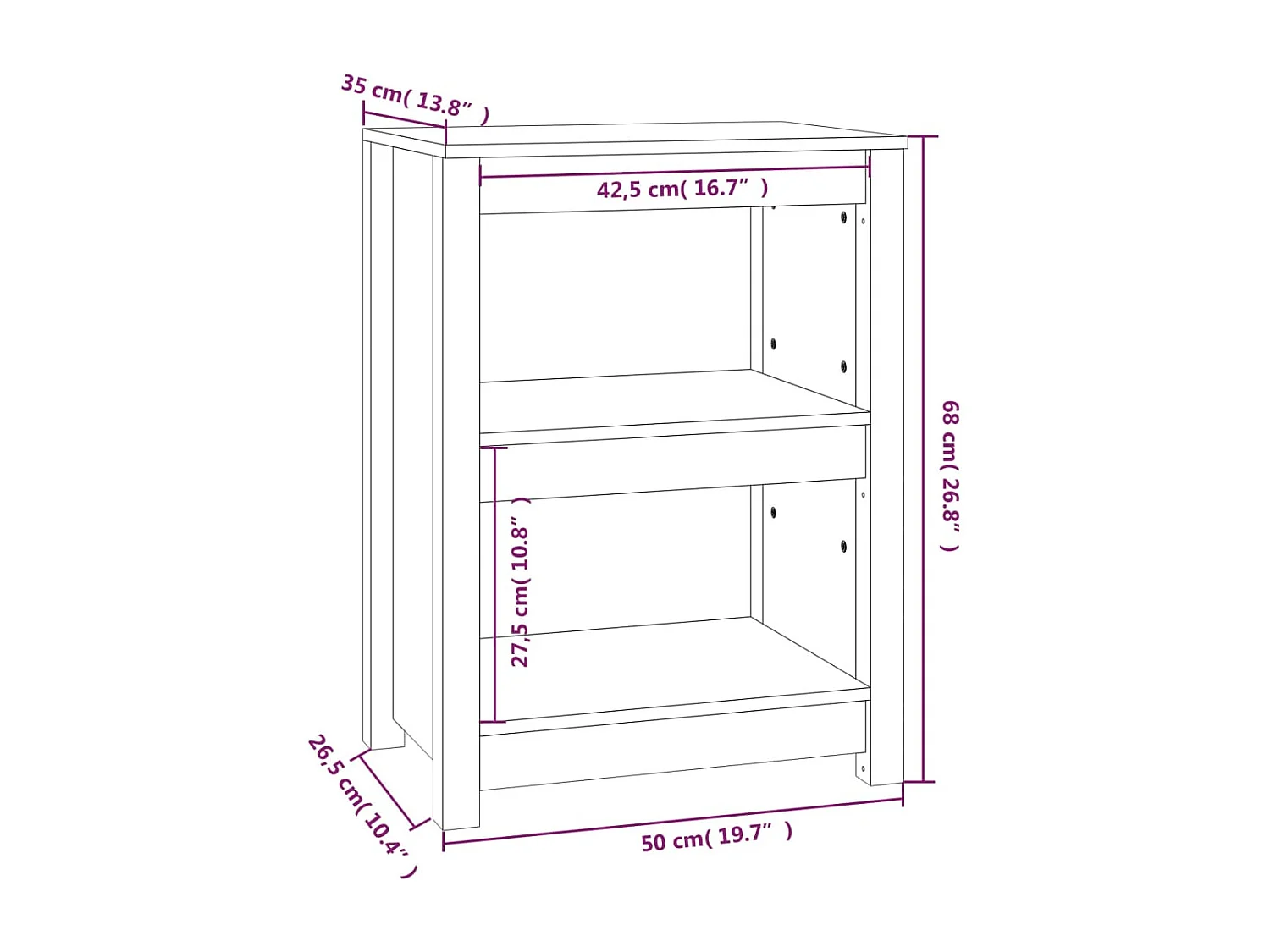 Laurens  Bibliothèque Marron miel 50x35x68 cm Bois de pin massif