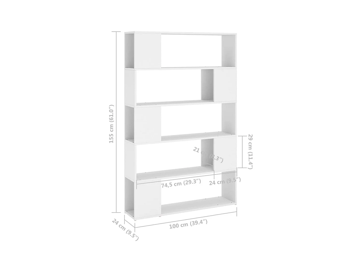 Norman  Bibliothèque Séparateur de pièce Blanc Bois d'ingénierie