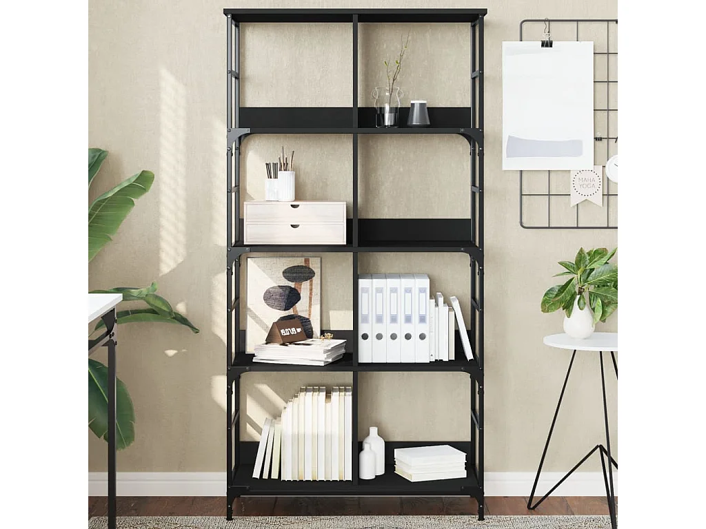 Keith  Bibliothèque noir 78,5x33x153 cm bois d'ingénierie