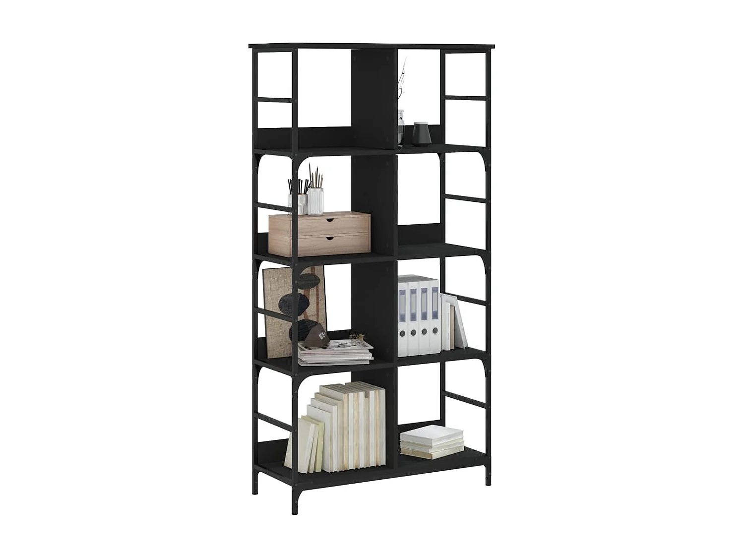 Keith  Bibliothèque noir 78,5x33x153 cm bois d'ingénierie