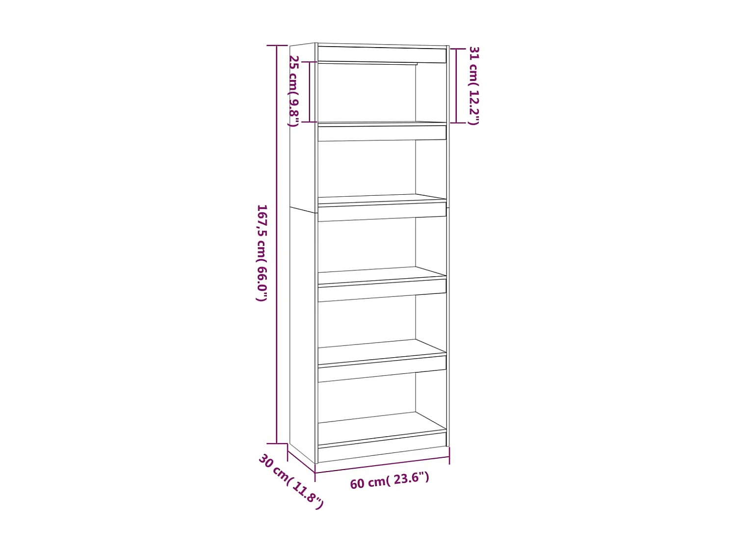 Colgate  Bibliothèque/Séparateur de pièce Blanc 60x30x167,5cm Pin massif
