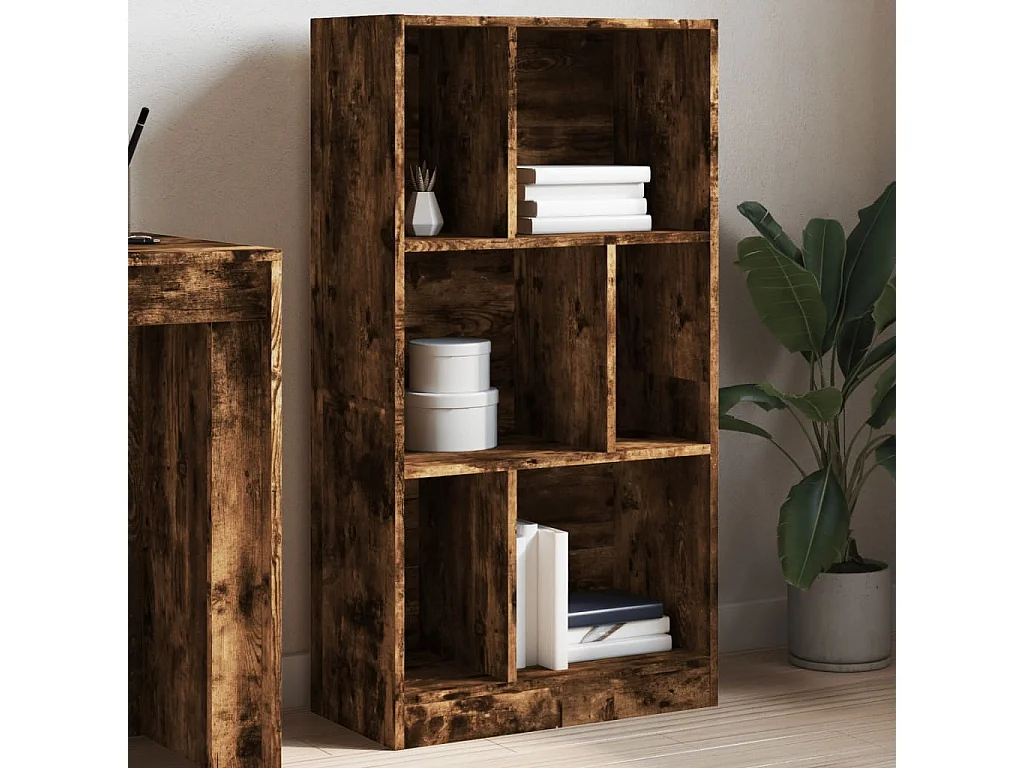 York  Bibliothèque chêne fumé 57x28,5x107,5 cm bois d'ingénierie