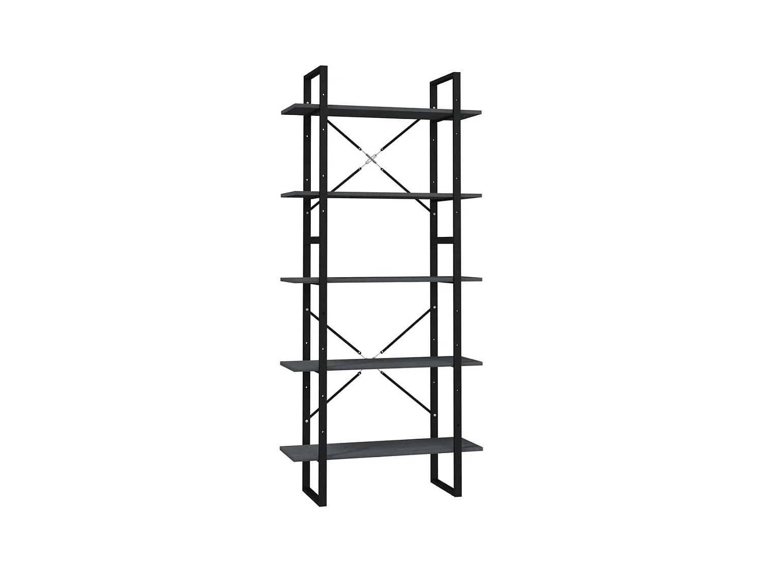 Aubagne  Bibliothèque à 5 niveaux Gris 80x30x175 cm Bois de pin