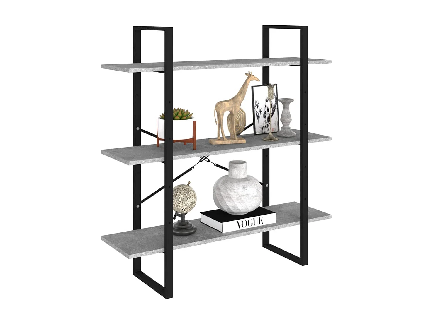 Capitola  Bibliothèque gris béton 100x30x105 cm bois d'ingénierie