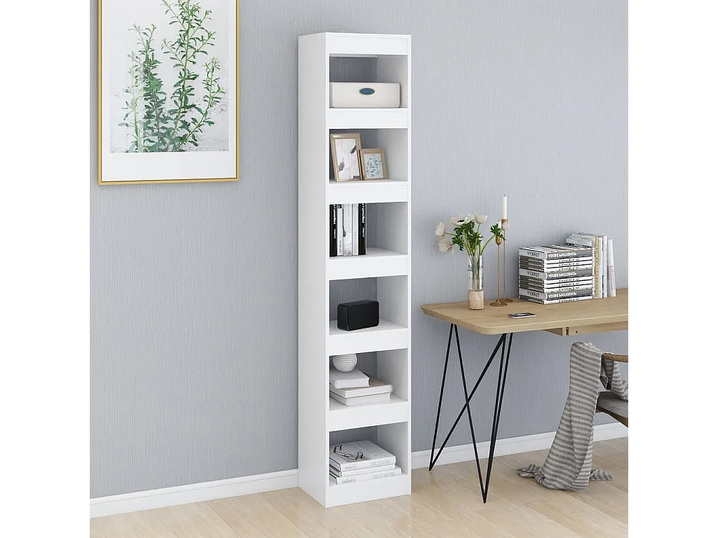 Kjartan  Boekenkast/kamerscherm 40x30x198 cm wit