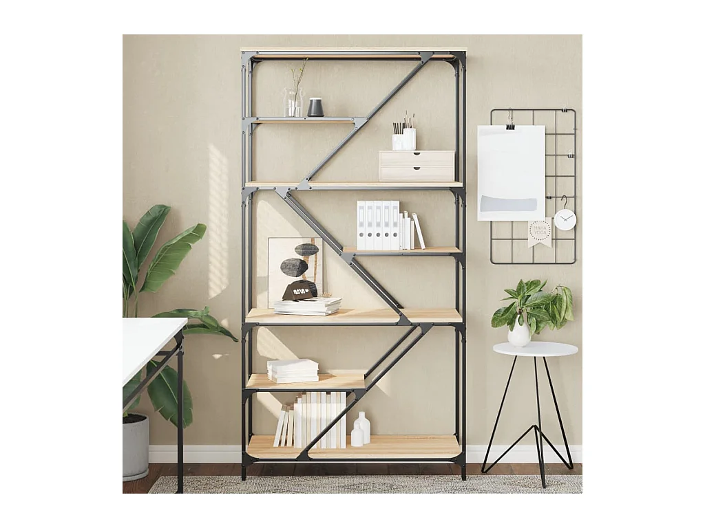 Torgir  Boekenrek 91x36x176 cm bewerkt hout en staal sonoma eikenkleur