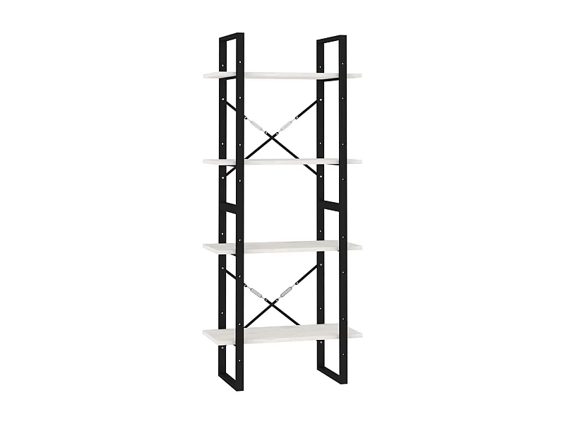 Roermond  Bibliothèque à 4 niveaux Blanc 60x30x140 cm Bois de pin massif
