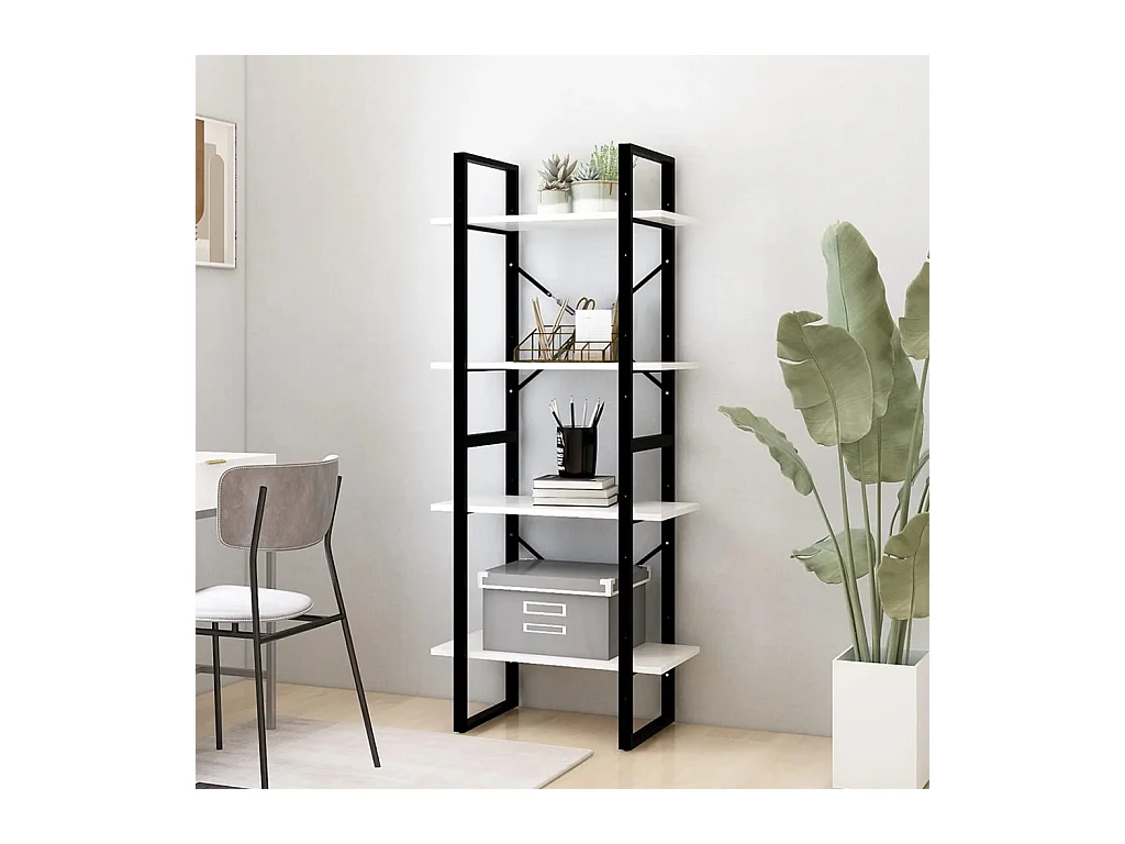 Roermond  Bibliothèque à 4 niveaux Blanc 60x30x140 cm Bois de pin massif