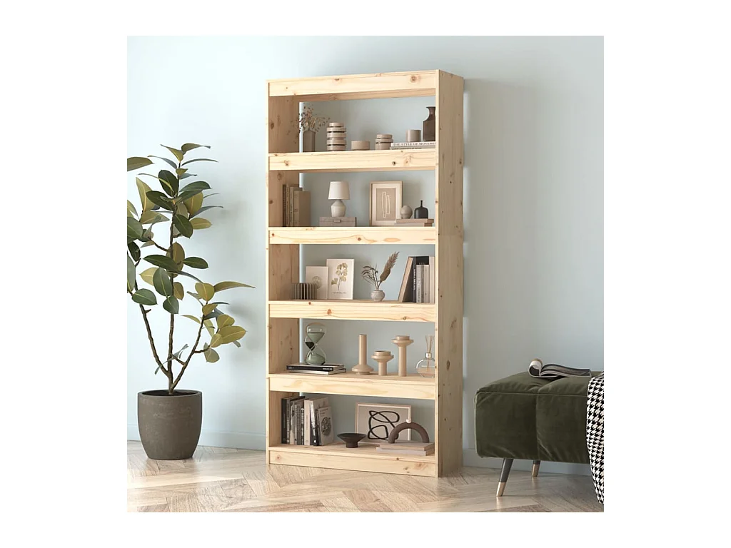 Aruna  Boekenkast/kamerscherm 80x30x167,4 cm massief grenenhout