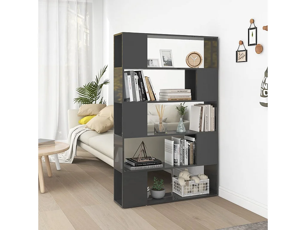 Norman  Boekenkast/kamerscherm bewerkt hout hoogglans grijs