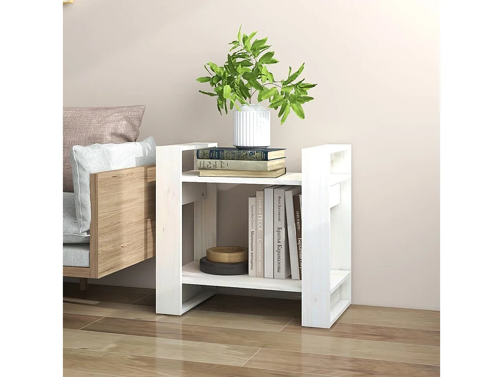 Troyle  Bibliothèque/Séparateur de pièce Blanc 60x35x57 cm Bois de pin