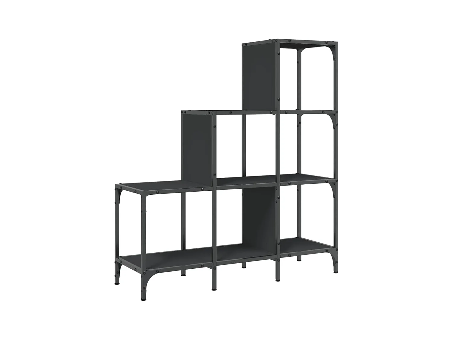 Rylanor  Bibliothèque noir 92x30x102 cm bois d'ingénierie et métal