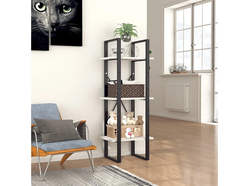 Drachten  Bibliothèque à 3 niveaux blanc 40x30x105 cm bois d'ingénierie