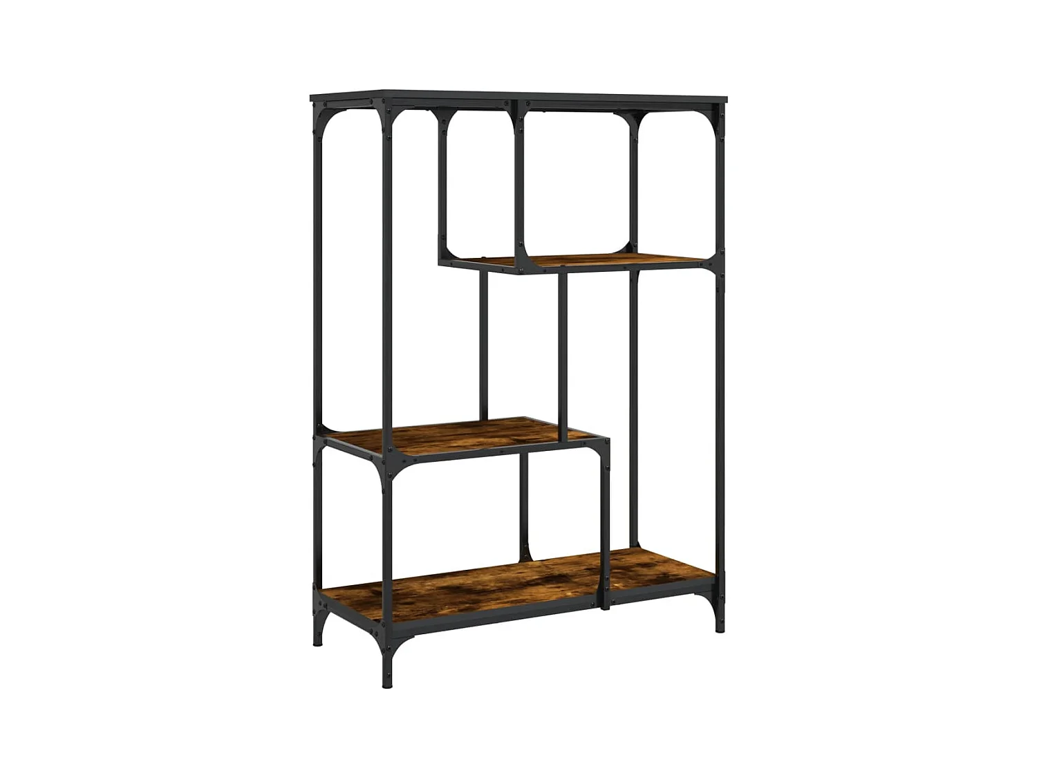 Cameron  Boekenrek 81x36x115 cm bewerkt hout en staal gerookt eikenkleur