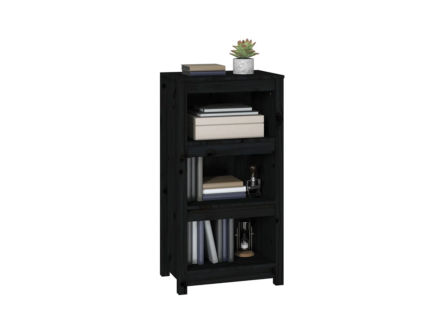 Laurens  Bibliothèque Noir 50x35x97 cm Bois de pin massif