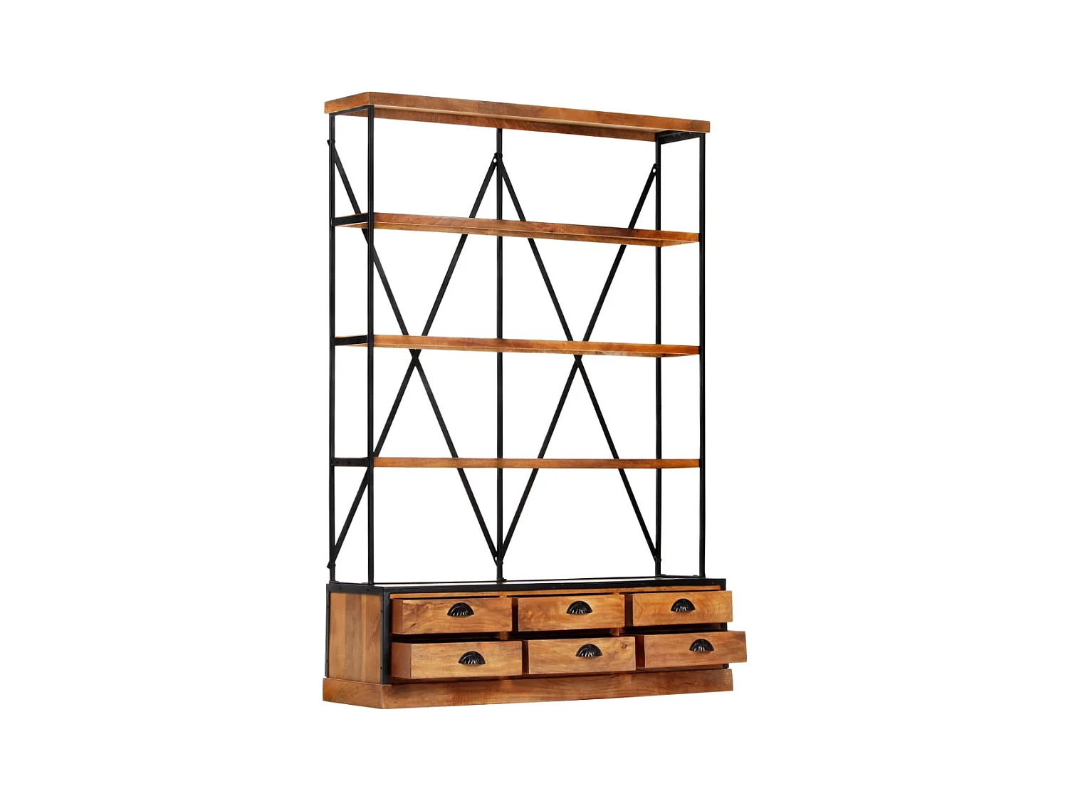 Garden Furniture -  Bibliothèque à 4 étagères avec 6 tiroirs 122x36x181 cm Manguier