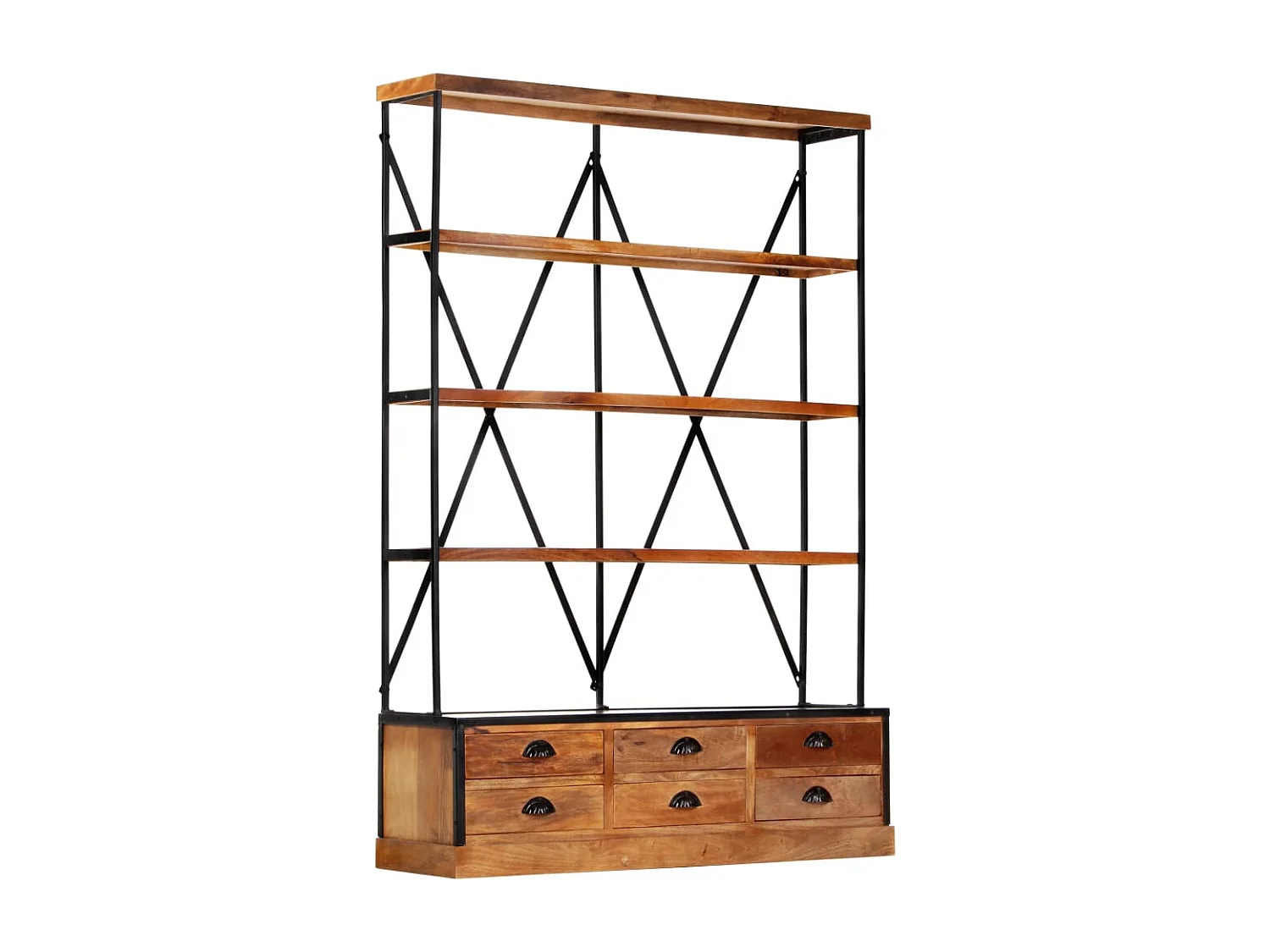 Garden Furniture -  Bibliothèque à 4 étagères avec 6 tiroirs 122x36x181 cm Manguier