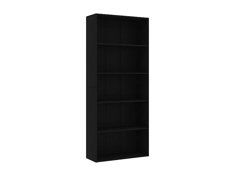 Loïc  Bibliothèque à 5 niveaux Noir 80x30x189 cm Bois d'ingénierie