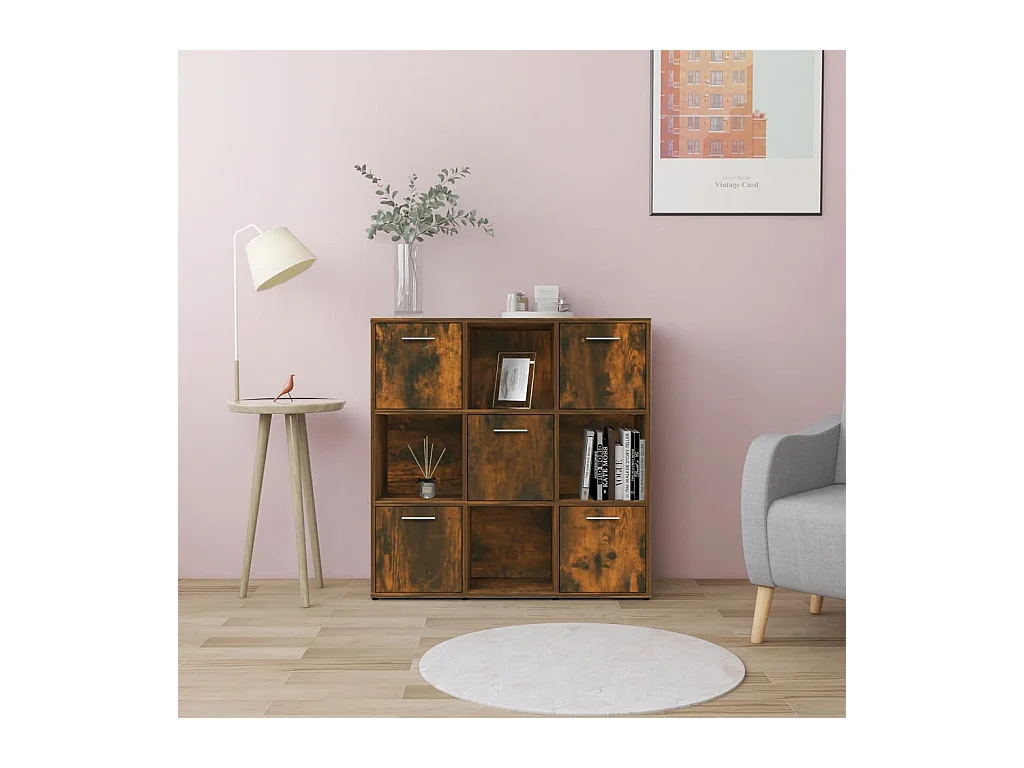 Lacey  Bibliothèque Chêne fumé 90x30x90 cm Bois d'ingénierie