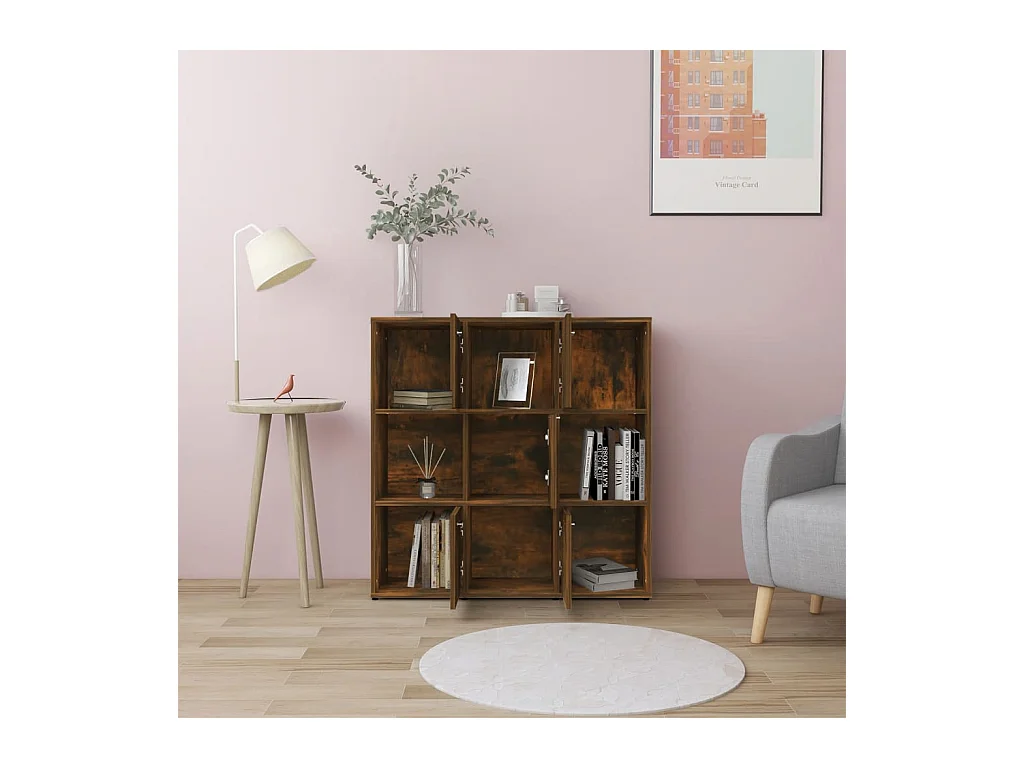 Lacey  Bibliothèque Chêne fumé 90x30x90 cm Bois d'ingénierie