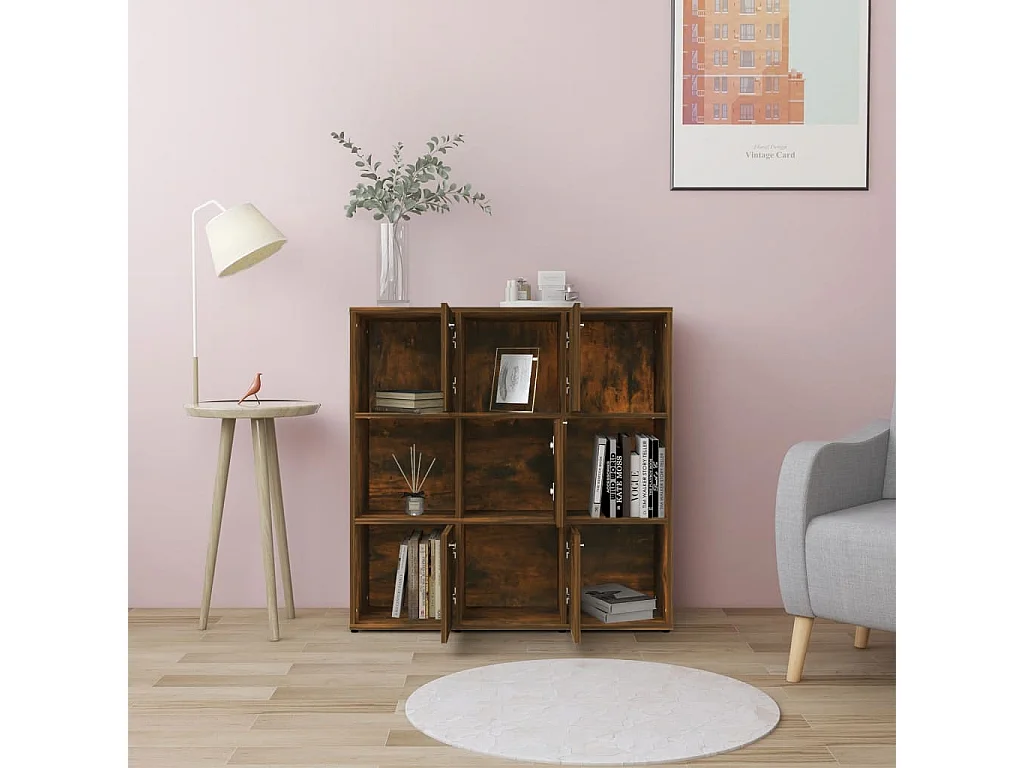 Lacey  Bibliothèque Chêne fumé 90x30x90 cm Bois d'ingénierie