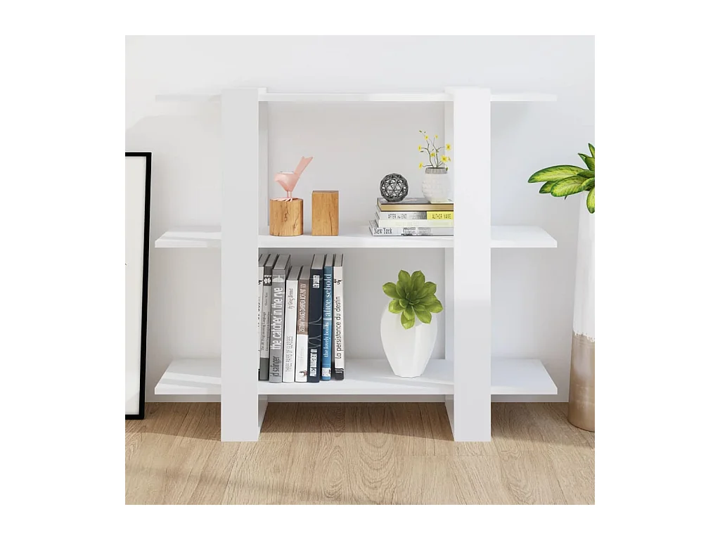 Corydon  Bibliothèque/Séparateur de pièce Blanc brillant 100x30x87 cm