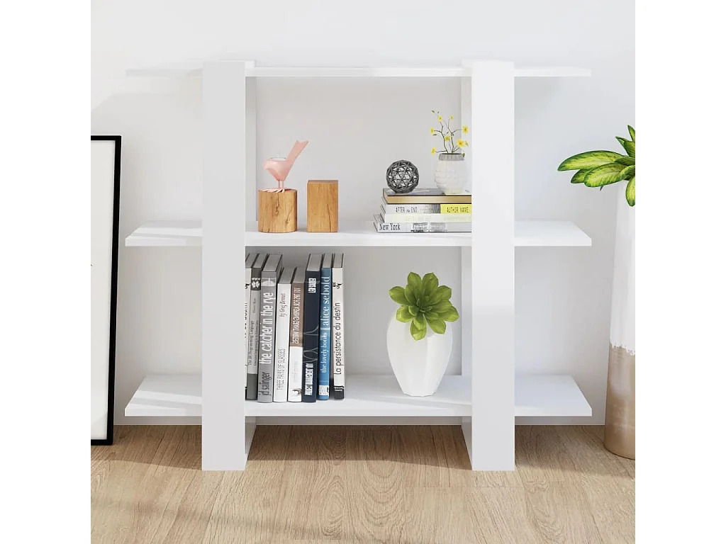 Corydon  Bibliothèque/Séparateur de pièce Blanc brillant 100x30x87 cm