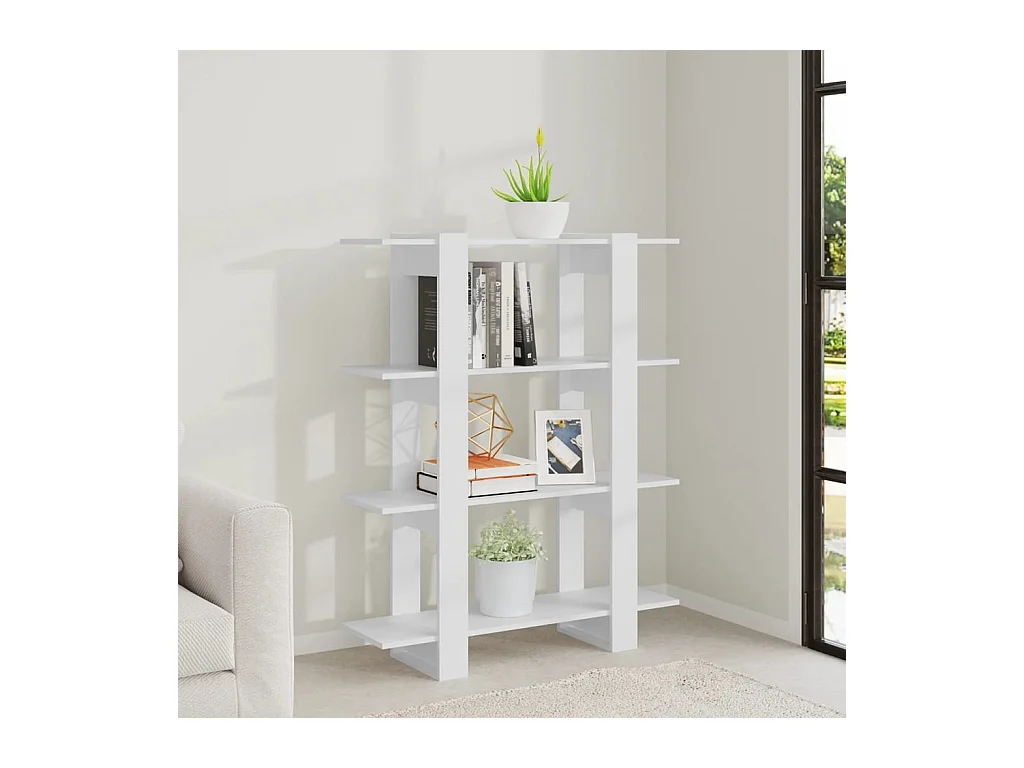 Celin  Bibliothèque/Séparateur de pièce Blanc 100x30x123,5 cm