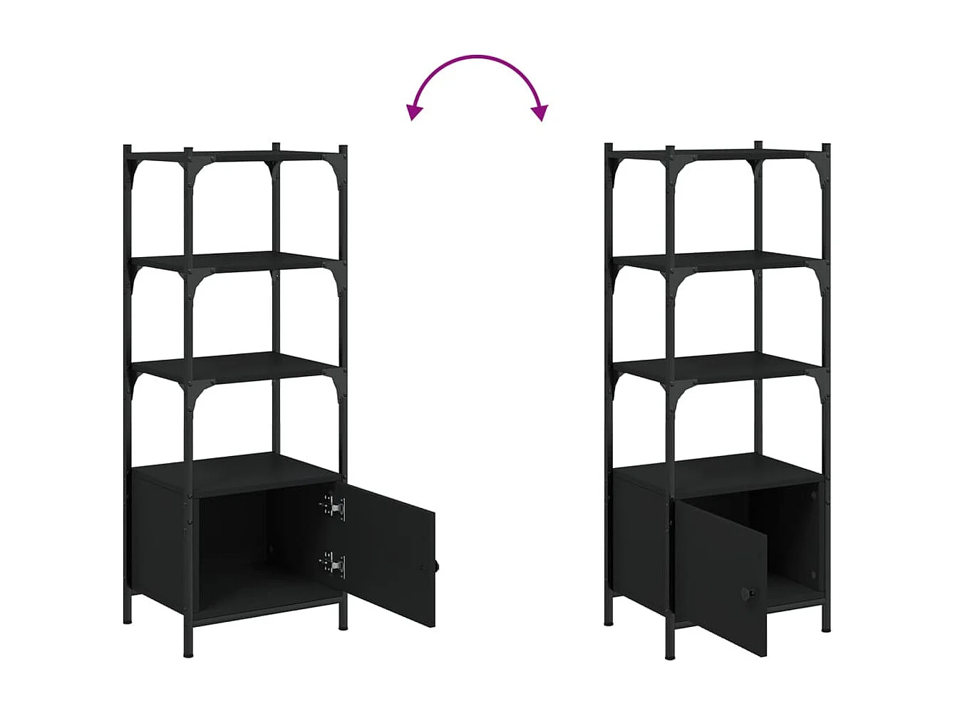 Callie Anne  Bibliothèque à 3 niveaux noir 41x30x109,5 cm bois d'ingénierie