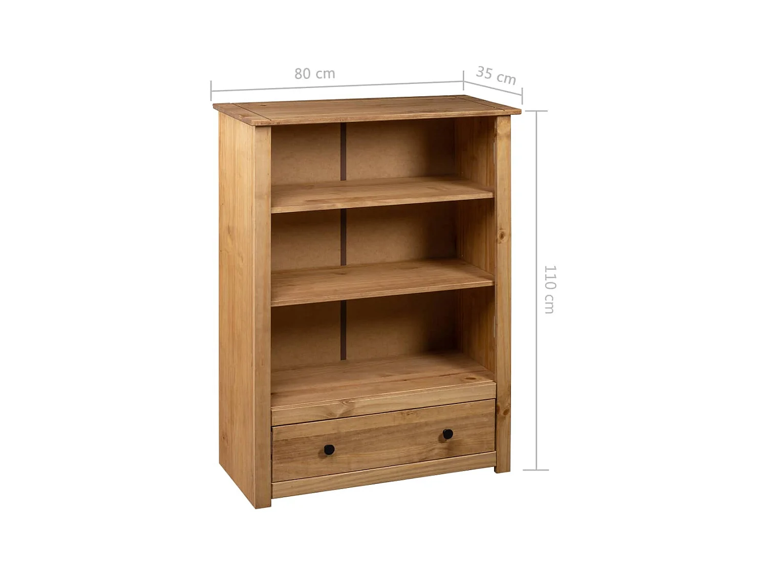 Dina  Bibliothèque 80x35x110 cm Bois de pin massif Assortiment Panama