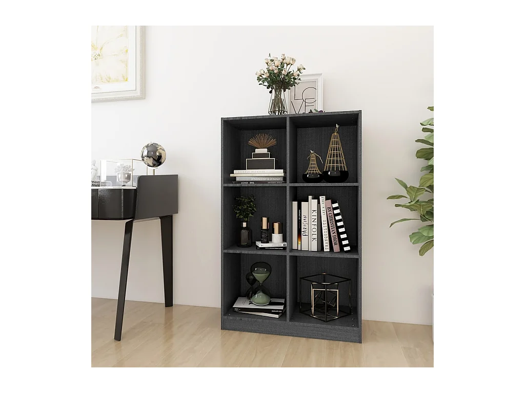 Frédéric-Paul  Bibliothèque Gris 70x33x110 cm Bois de pin massif