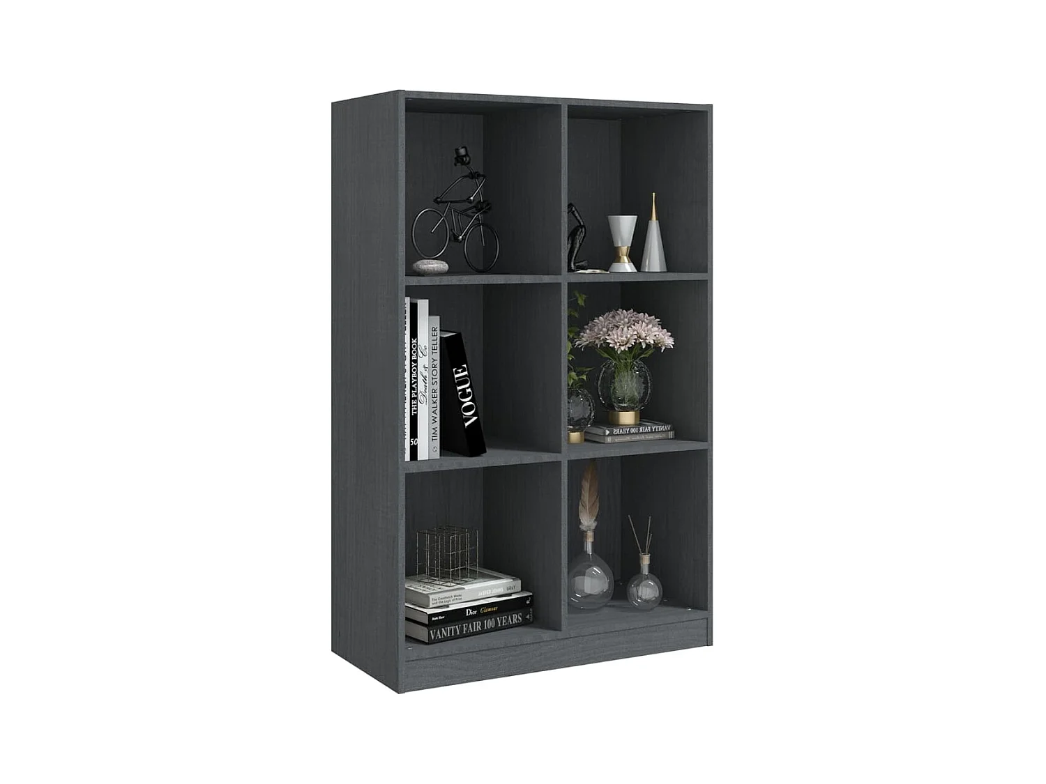 Frédéric-Paul  Bibliothèque Gris 70x33x110 cm Bois de pin massif