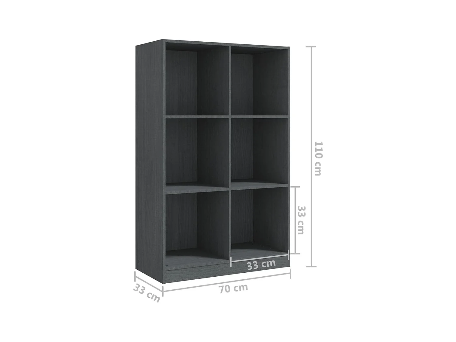 Frédéric-Paul  Bibliothèque Gris 70x33x110 cm Bois de pin massif