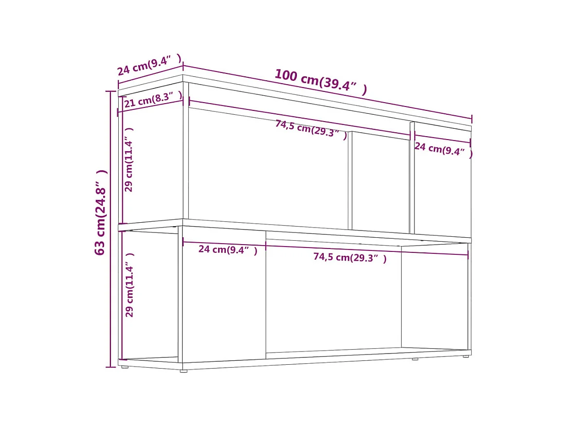Norman  Bibliothèque Chêne marron 100x24x63 cm Bois d'ingénierie