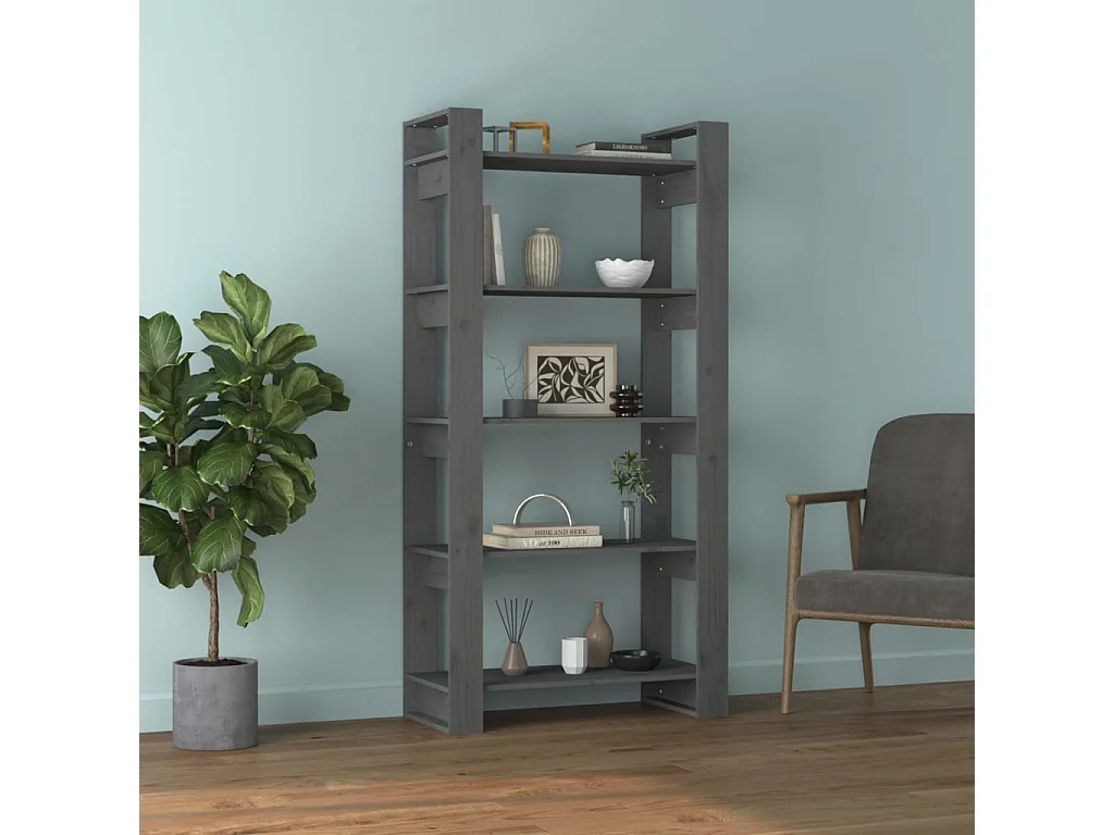 Marie-Pauline  Bibliothèque/Séparateur de pièce Gris 80x35x160 cm Bois massif