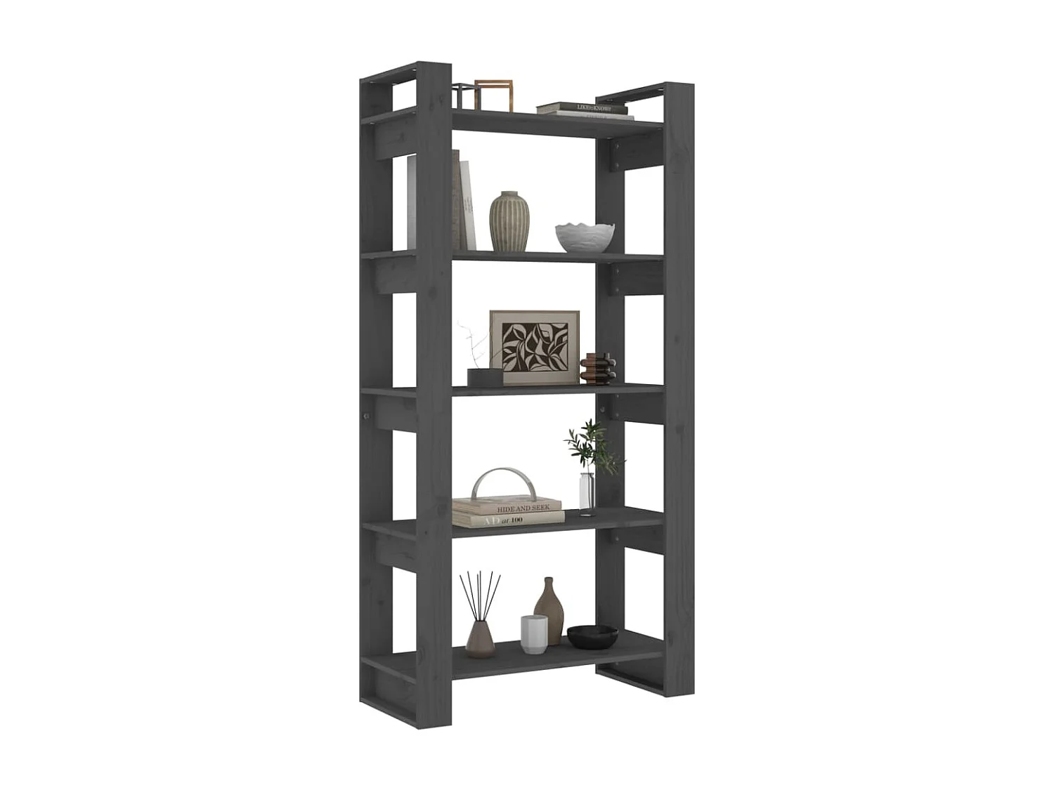 Marie-Pauline  Bibliothèque/Séparateur de pièce Gris 80x35x160 cm Bois massif