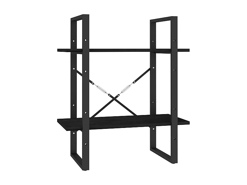 Roermond  Bibliothèque à 2 niveaux noir 60x30x70 cm Bois de pin massif