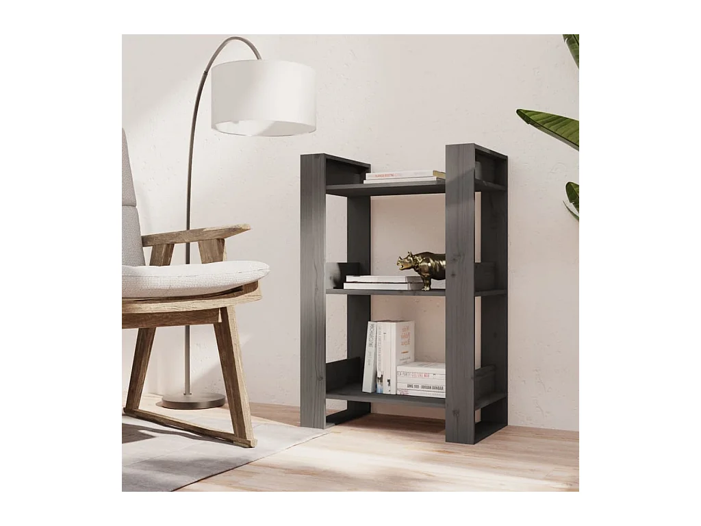 La Roche-sur-Yon  Bibliothèque/Séparateur de pièce Gris 60x35x91 cm Pin massif