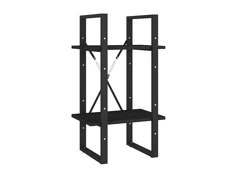 Bowling Green  Bibliothèque à 2 niveaux Noir 40x30x70 cm Bois de pin massif