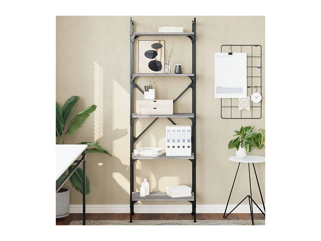 Fredrikstad  Boekenkast 5-laags 56x31,5x174 cm bewerkt hout grijs sonoma