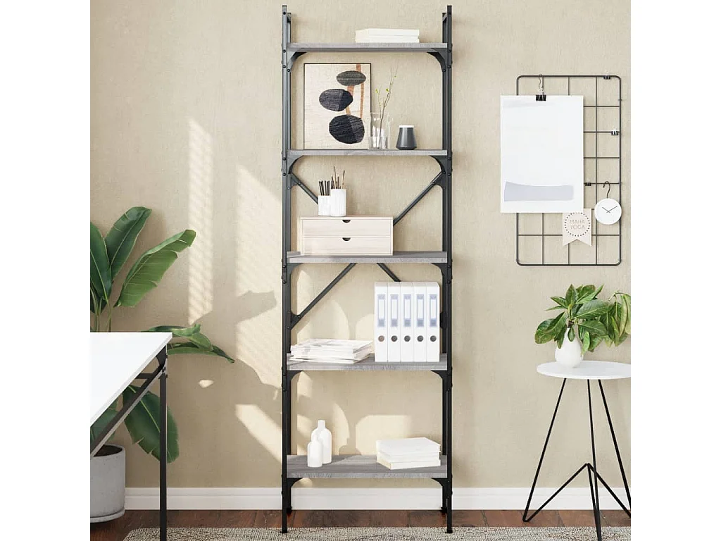 Fredrikstad  Boekenkast 5-laags 56x31,5x174 cm bewerkt hout grijs sonoma